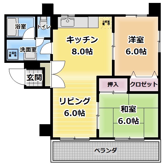 ホワイトシャトー豊田2DK間取り図